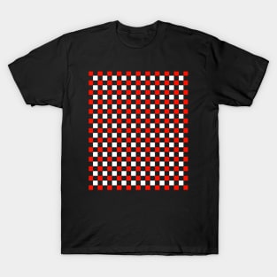 Black, red and white checkerboard pattern, big squares T-Shirt